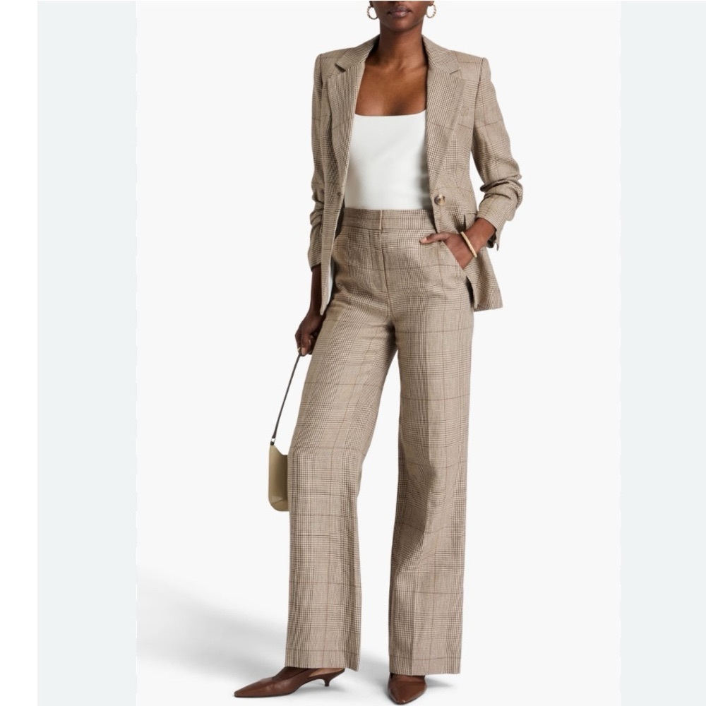 Veronica Beard Women’s Tonelli Prince of Wales Checked Linen/Cotton Pant - Picture 2 of 9